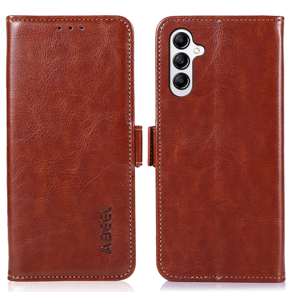 ABEEL Pro Samsung Galaxy A14 4G / 5G Stojan na telefon Pouzdro z PU kožené peněženky Crazy Horse Texture Cover ABEEL Pro Samsung Galaxy A14 4G / 5G Stojan na telefon Pouzdro z PU kožené peněženky Crazy Horse Texture Cover